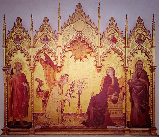 《圣母领报》（Annunciation），作者：Simone Martini, Lippo Memmi