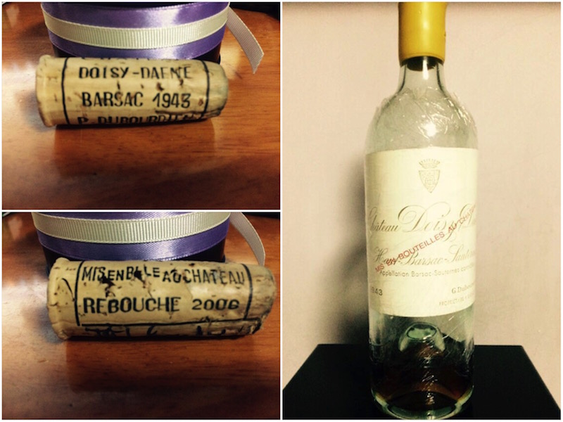 1943年的Doisy-Daene酒瓶及酒塞，图片来源：Eckalo