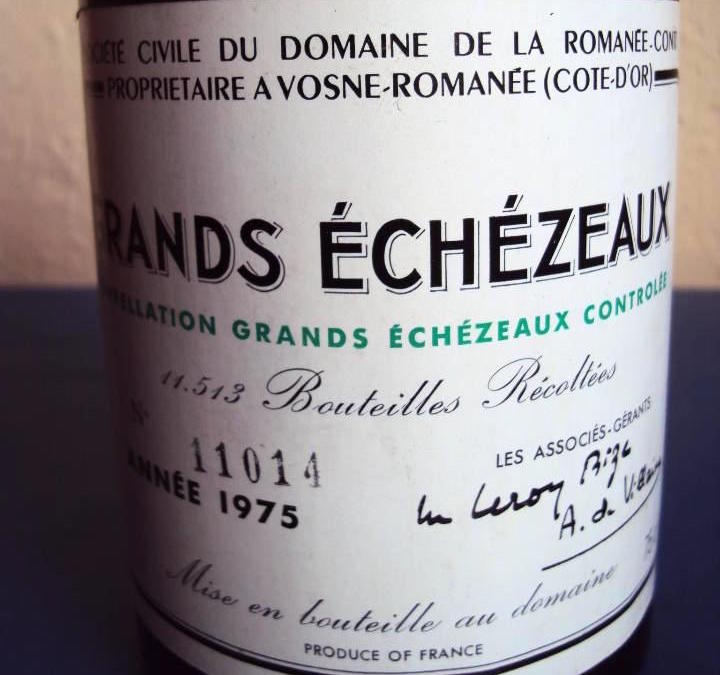 一瓶1975年的Grands Echezeaux，主意右下角两人的联合签名