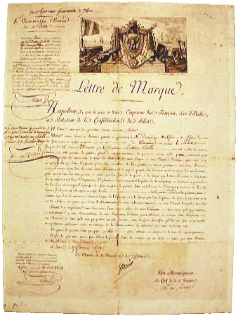 法兰西第一帝国颁授的私掠许可证，1809年