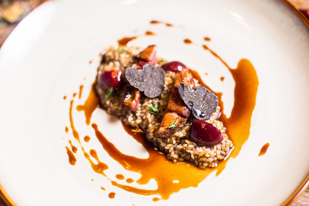 pidgeon-breast-with-truffle-rice-and-pickle-cherries-ii
