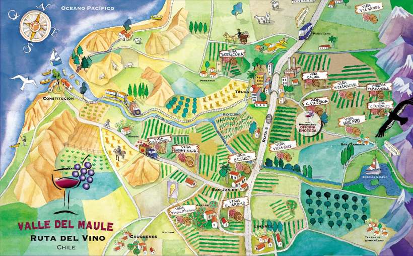 马乌莱（Maule Valley）产区地图，图片来源：chilean-wine.com