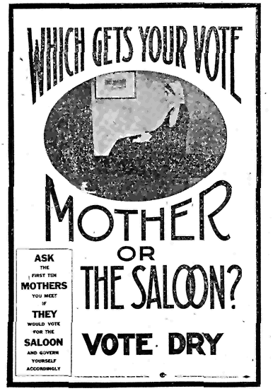 禁酒海报：“你选谁？母亲还是酒吧？”素才用的是美国国民级名画《惠勒思的母亲》
