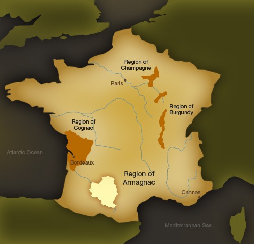 雅文邑（Armagnac）产区位于法国的西南部，来源：Chabot Armagnac