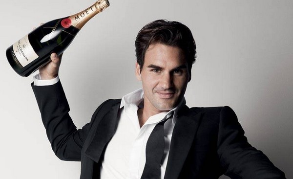 酩悦香槟的最新代言人罗杰·费德勒（Roger Federer）