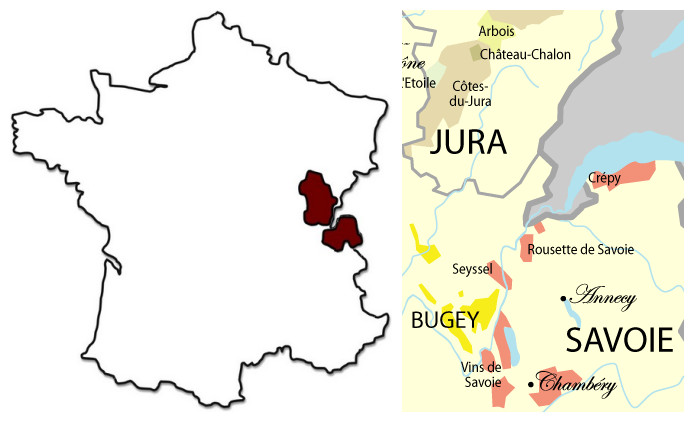 汝拉\萨瓦\布热（Jura\Savoie\Bugey）在法国的地理位置