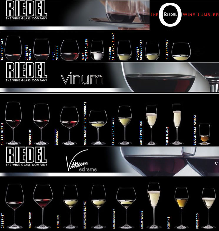 Riedel的多种酒杯系列