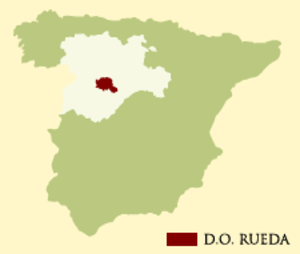 卢埃达在西班牙的具体位置（图中红色区域）